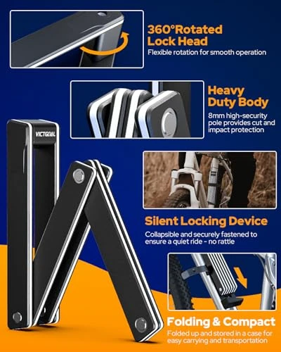 Folding Bike Lock with Hidden AirTag Mount — U-Lock, VICTGOAL