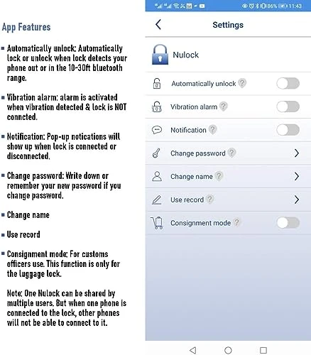 Keyless Bluetooth Bike/Motorcycle/Gate Lock with Alarm and Braided Steel Cable — Padlocks & Hasps, NUNET