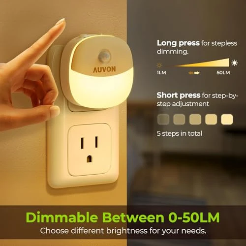 Plug in Night Light with Motion Sensor and Dusk to Dawn Sensor — Night Lights, AUVON