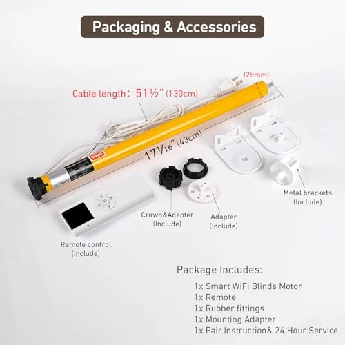 Smart WiFi Blinds Motor for 1.5-inch Tubes — Honeycomb, Rollerhouse