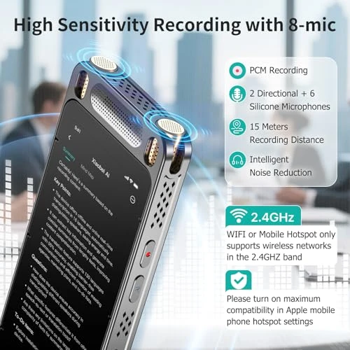 Voice Recorder with Playback, Transcription, Translation, and AI Assistant — Voice Recognition & Productivity Software, Fivegren