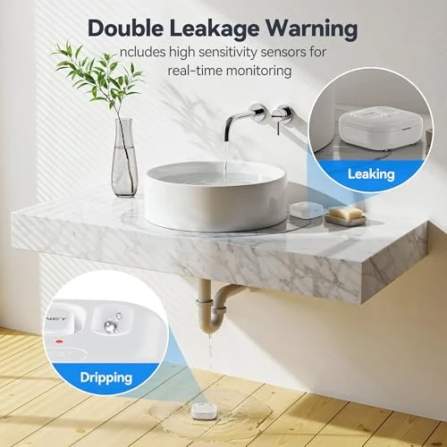 WiFi Water Leak Detectors with App Alerts and Sound Alarm — Water Leak Detection Systems, TECKNET