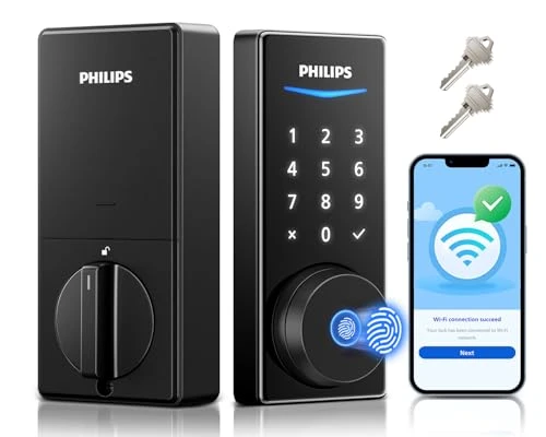 Built-in WiFi Smart Lock with Touchscreen and Fingerprint — Deadbolts, Philips