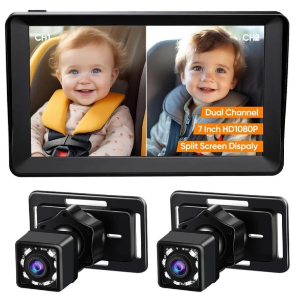 Dual-Lens Car Baby Monitor with Infrared Night Vision — Rearview Safety Systems