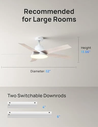 Smart Ceiling Fan with Lights — Ceiling Fan Wall Controls, Dreo