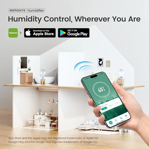 Smart Humidifier with Essential Oil Diffuser and Night Light — Air Moisturizers, MERONTE