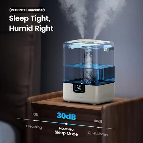 Smart Humidifier with Essential Oil Diffuser and Night Light — Air Moisturizers, MERONTE