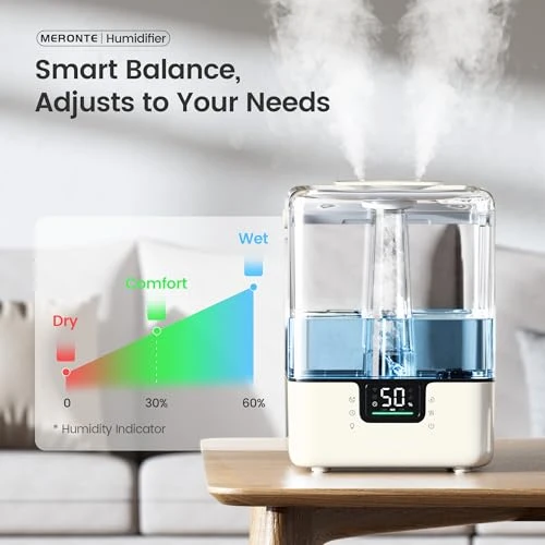 Smart Humidifier with Essential Oil Diffuser and Night Light — Air Moisturizers, MERONTE