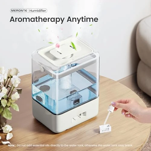 Smart Humidifier with Essential Oil Diffuser and Night Light — Air Moisturizers, MERONTE