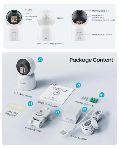 Smart WiFi Security Camera with Screen — Cameras & Monitors, ZOSI
