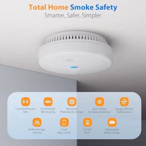 Smoke Detector with WiFi — Smoke & CO Detectors, Evjeal
