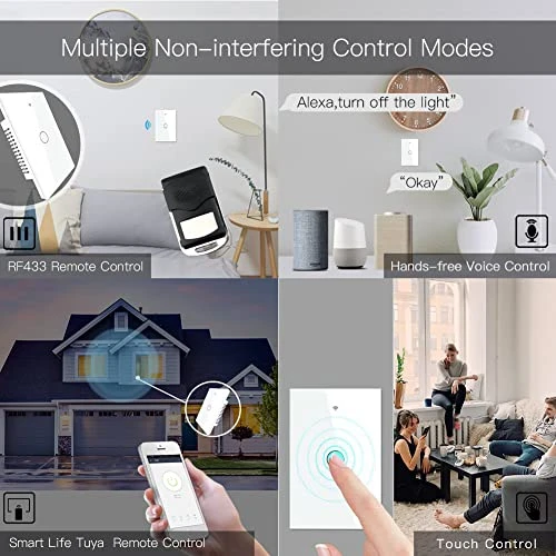 Touch Wall Single Live Wire Smart Switch — Ceiling Fan Wall Controls, MOES