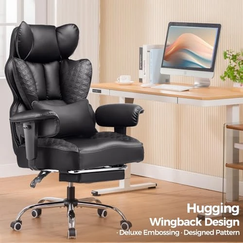Big and Tall Office Chair with Foot Rest — Desk Chairs, COMHOMA