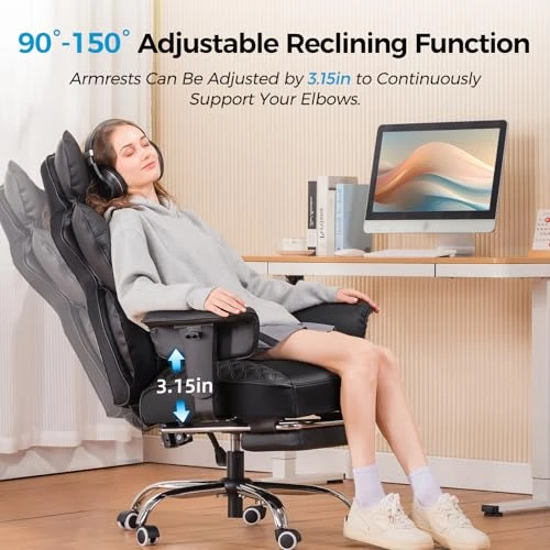 Big and Tall Office Chair with Foot Rest — Desk Chairs, COMHOMA