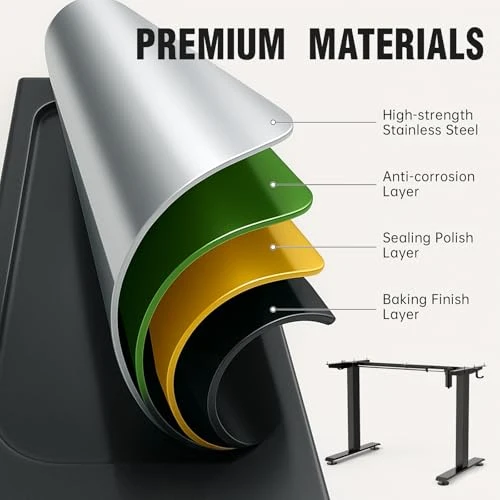 Adjustable Height Standing Desk with Wood Desktop — Mounts, Veken