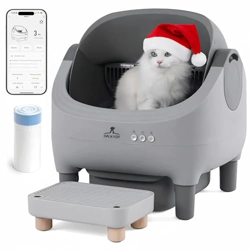 Automatic Self-Cleaning Litter Box with Raised Step, Open Top, and Smart App Control — Waste Bins, HALKYDY
