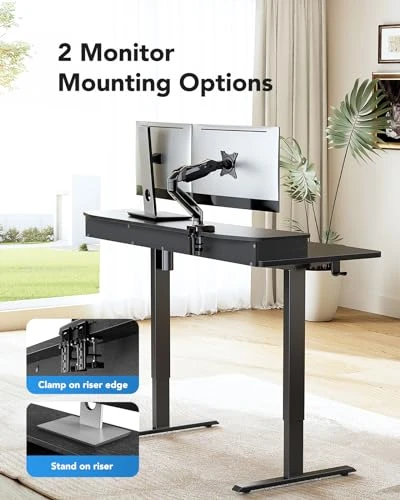 Electric Standing Desk with Drawers — Monitor Stands, HUANUO