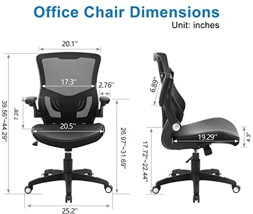 Ergonomic Desk Chair with Adjustable Lumbar Support and Flip-up Arms — Desk Chairs, X XISHE