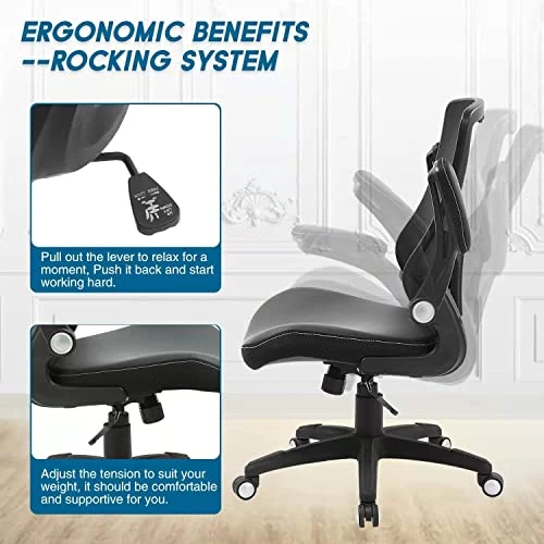 Ergonomic Desk Chair with Adjustable Lumbar Support and Flip-up Arms — Desk Chairs, X XISHE