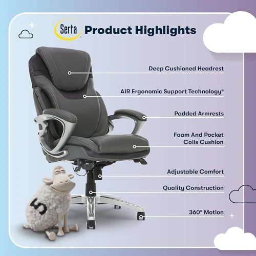 Executive Office Chair with Ergonomic Support and Adjustable Features — Desk Chairs, Serta