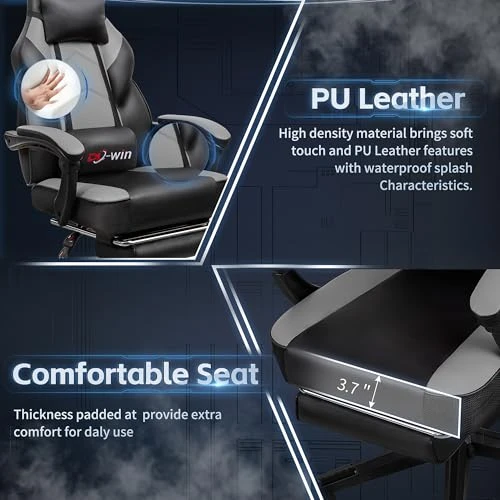 Gaming Chair with Footrest and High Back — Gaming Chairs, DL-win