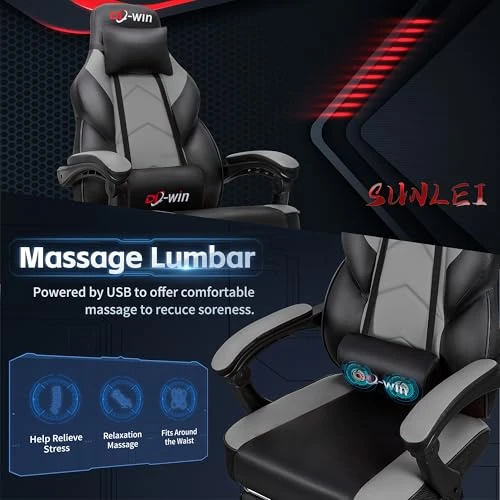 Gaming Chair with Footrest and High Back — Gaming Chairs, DL-win