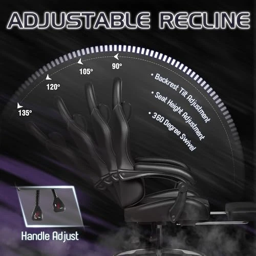 Gaming Chair with Footrest and Massage Lumbar Support — Gaming Chairs, Homall