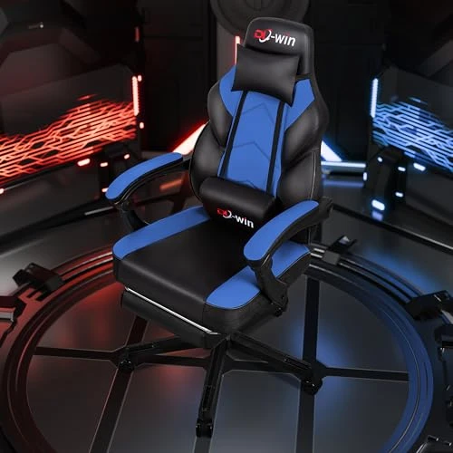 Gaming Chair with Footrest and Massage Lumbar Support — Gaming Chairs, DL-win