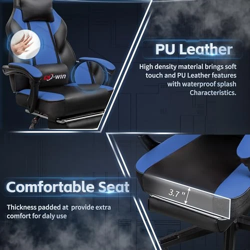 Gaming Chair with Footrest and Massage Lumbar Support — Gaming Chairs, DL-win