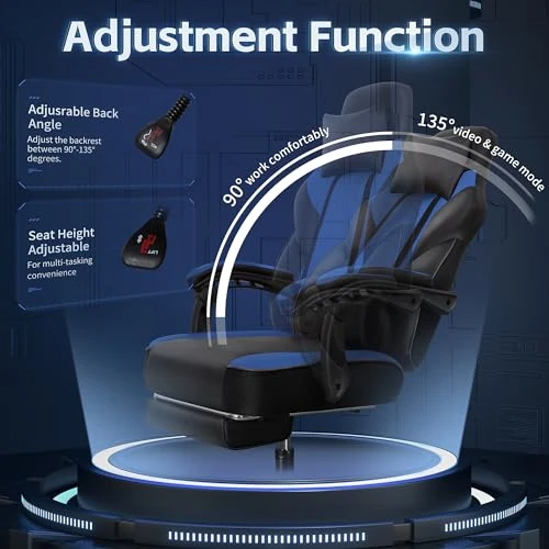 Gaming Chair with Footrest and Massage Lumbar Support — Gaming Chairs, DL-win