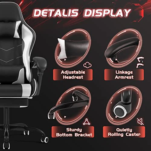 Gaming Chair with Footrest and Massage Lumbar Support — Gaming Seating Solutions, Shahoo