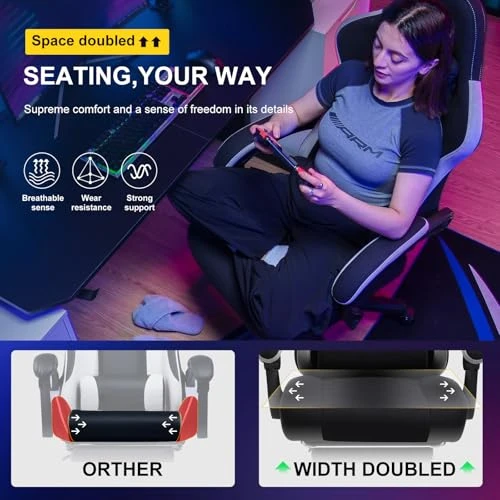 Gaming Chair with Pocket Spring Cushion, Linkage Armrests, and Footrest — Desk Chairs, GTPLAYER