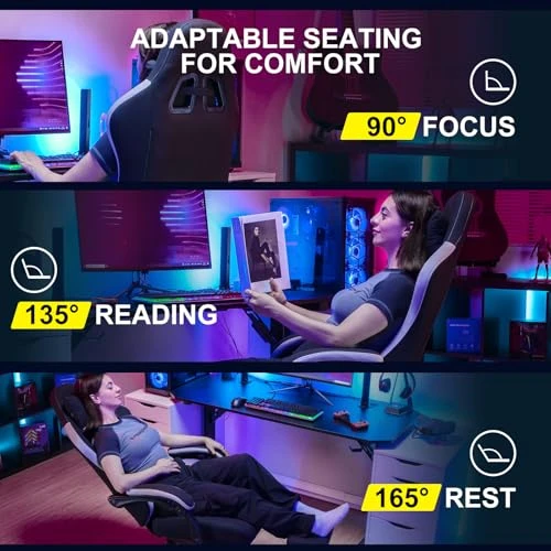 Gaming Chair with Pocket Spring Cushion, Linkage Armrests, and Footrest — Desk Chairs, GTPLAYER