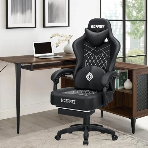 Gaming Chair with Speakers, Massage, and Footrest — Gaming Chairs, HOFFREE