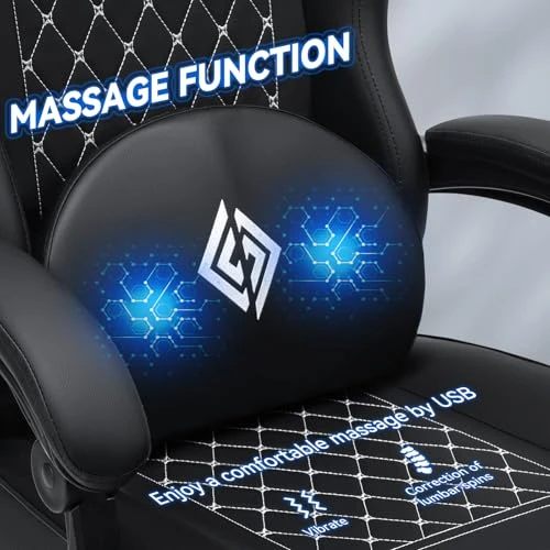 Gaming Chair with Speakers, Massage, and Footrest — Gaming Chairs, HOFFREE