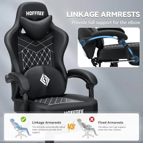 Gaming Chair with Speakers, Massage, and Footrest — Gaming Chairs, HOFFREE