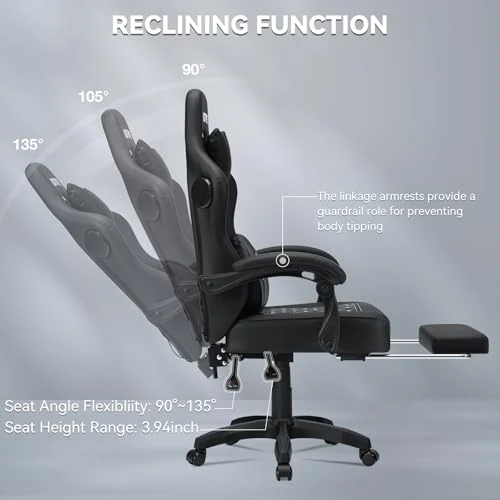 Gaming Chair with Speakers, Massage, and Footrest — Gaming Chairs, HOFFREE