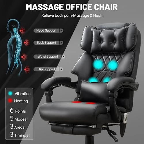 Massage Office Chair with Foot Rest — Desk Chairs, BLISNEST