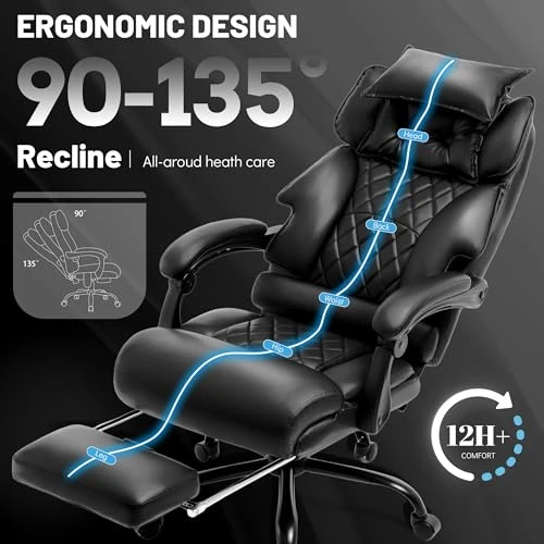 Massage Office Chair with Foot Rest — Desk Chairs, BLISNEST