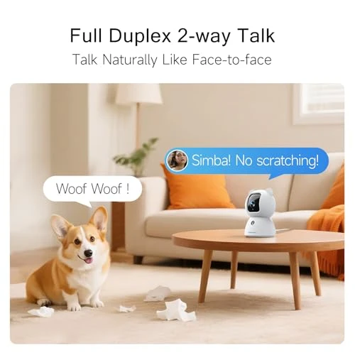 Pet/Dog Camera with Speaker/Phone App, No-Monthly-Fee AI Person/Pet/Cry Detection Security Camera Indoor, PTZ 2.4GHz... — Cameras & Monitors, CINMOORE