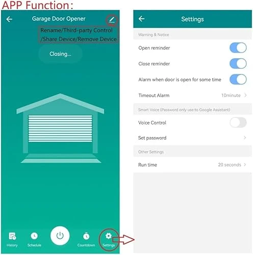 Smart Garage Door Opener Controller — Keypads & Remotes, Huacaoe