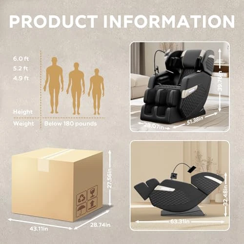 Zero Gravity Full Body Massage Chair with Auto Modes, Airbag Massage, Foot Massage, Heating, and Touch Screen Controller — Massage Equipment, Msutree
