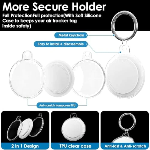 Bluetooth Tracker Tags 4 Pack with Waterproof Keyrings — Item Locators, LAOLASEED