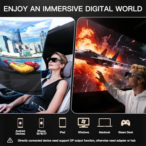 XR/AR Glasses with 160-inch Virtual Screen, 44° Field of View, 120Hz, 5000 Nits, 4K Display — Smart Glasses, THIИKAЯ
