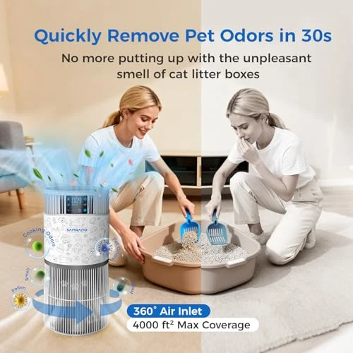 Air Purifier for Home Pets with Smart WiFi up to 4000 Square Feet, H13 HEPA for Floating Pet Hair, Dander & Pet Odor,... — Air Purifier, Samrado