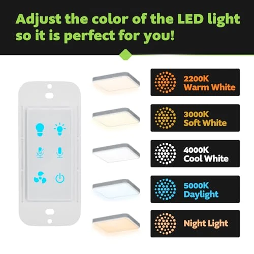 Smart Bathroom Fan with Alexa Voice Assistant, Color Changing LED Light, and Bluetooth Speakers — Ceiling Fans, Homewerks Worldwide