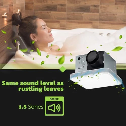 Smart Bathroom Fan with Alexa Voice Assistant, Color Changing LED Light, and Bluetooth Speakers — Ceiling Fans, Homewerks Worldwide