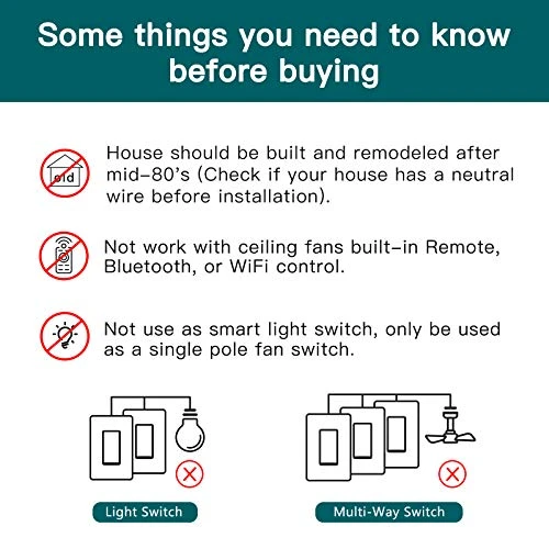 Smart Ceiling Fan Switch — Ceiling Fan Wall Controls, TREATLIFE