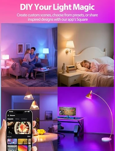 Smart Light Bulbs, Color Changing, 4 Pack — Incandescent, Odnora