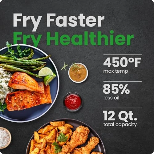 12 Quart 5-in-1 Air Fryer with Integrated Smart Cooking Thermometer — Air Fryers, Chefman